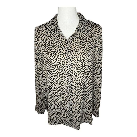 Apt. 9 Women’s Medium Animal Print Collared Convertible Sleeve Button Up Top - Picture 1 of 7